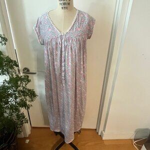 Vintage EILEEN WEST For QUEEN ANNE'S LACE 100% Cotton  Floral Nightgown Size Lar